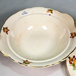 Dos Piezas de Porcelana Inglesa Floral Old Foley, Plato y Ensaladera - imagen 4