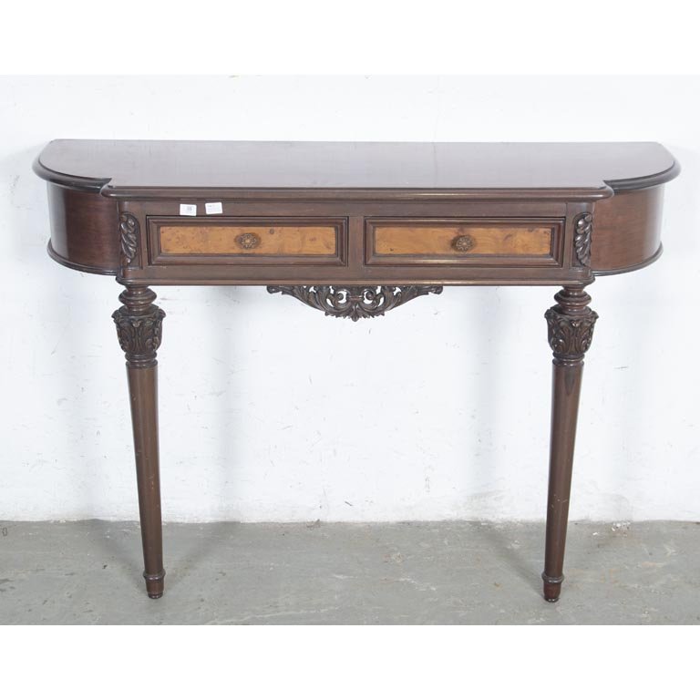 Consola Luis XVI Talla Madera con Dos Cajones y Patas Decoradas