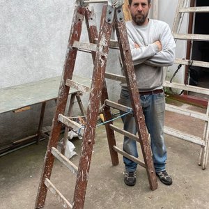 Lote anterior: Escalera de madera plegable de dos hojas con 5 escalones