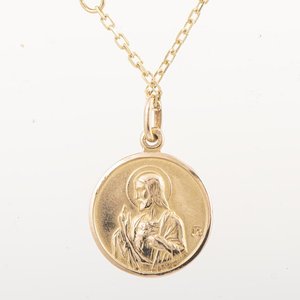 Cadena de Oro 18k con Dije de Virgen y Jesús - 43 cm - imagen 2