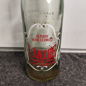 Botella Antigua de Vidrio "Lanzos" con Tapa Original - 1 Litro - imagen 2