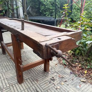 Banco de Trabajo de Carpintero Antiguo de Hierro y Madera Maciza - imagen 21