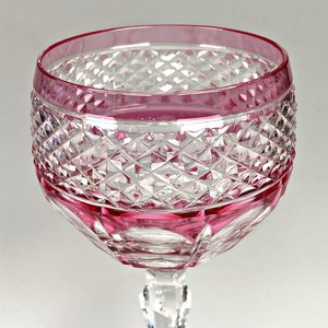 Par de Copas de Cristal Tallado Azul y Rubí - Altura 20 cm - imagen 3