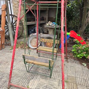 Hamaca Doble Infantil de Metal y Madera con Asientos Pintados - imagen 8