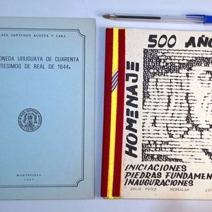 Libros: "La Moneda Uruguaya de Cuarenta Centésimos de Real de 1844" y "500 Años Homenaje" - imagen 1