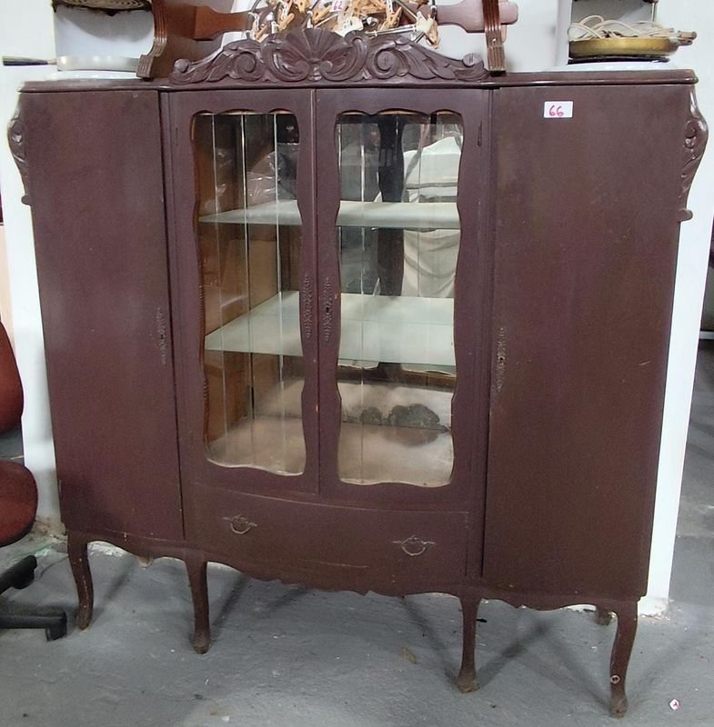 Mueble Cristalero Francés Antiguo con 4 Puertas y 1 Cajón