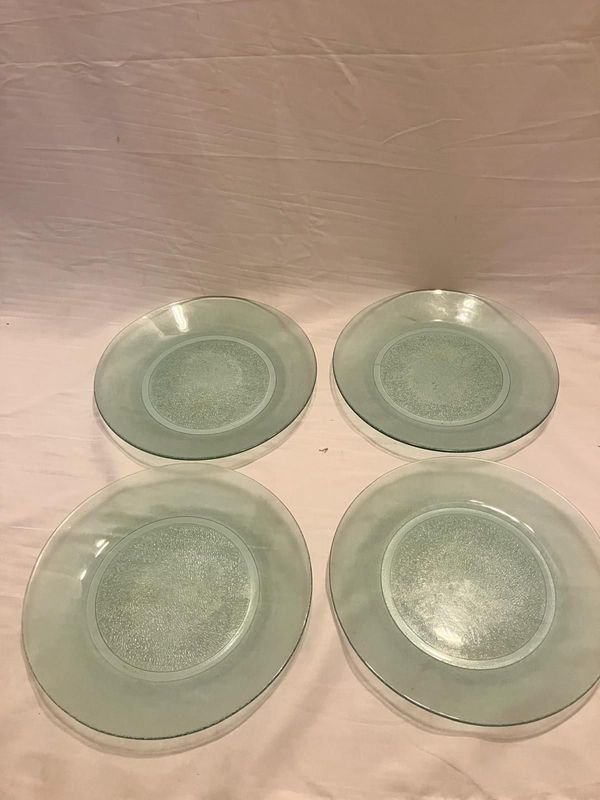 Lote de 4 Platos Redondos de Vidrio Templado con Diseño - imagen 1