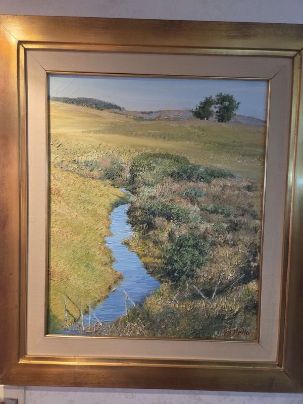 Lote siguiente: Pintura de paisaje del artista Luis Mello