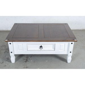 Mesa Ratona Blanca y Madera con Cajón - 110x77x45 cm - imagen 1
