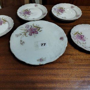 Juego de Platos y Bandeja para Postres en Porcelana con Flores - imagen 3