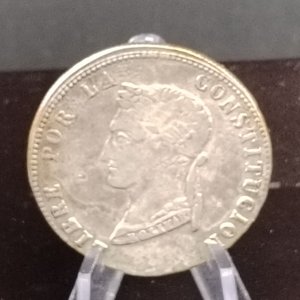 Moneda de Plata Boliviana 4 Soles 1854 con Error de Punzado MF - imagen 2