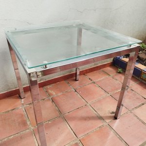 Mesa Cuadrada Base Cromada y Tapa de Vidrio - imagen 4