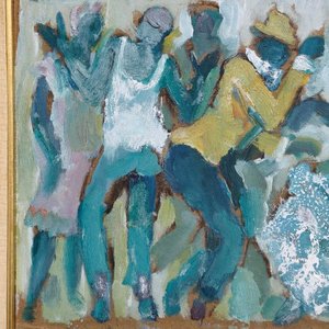 Eduardo Vernazza: Óleo sobre Fibra "Danza" con Marco Dorado - imagen 5