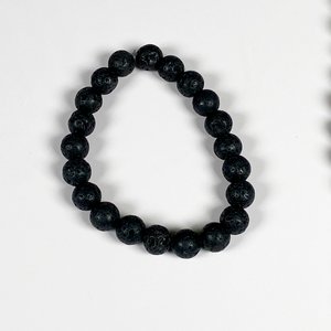 Conjunto de Collar y Pulsera de Piedra Volcánica Negra - imagen 3