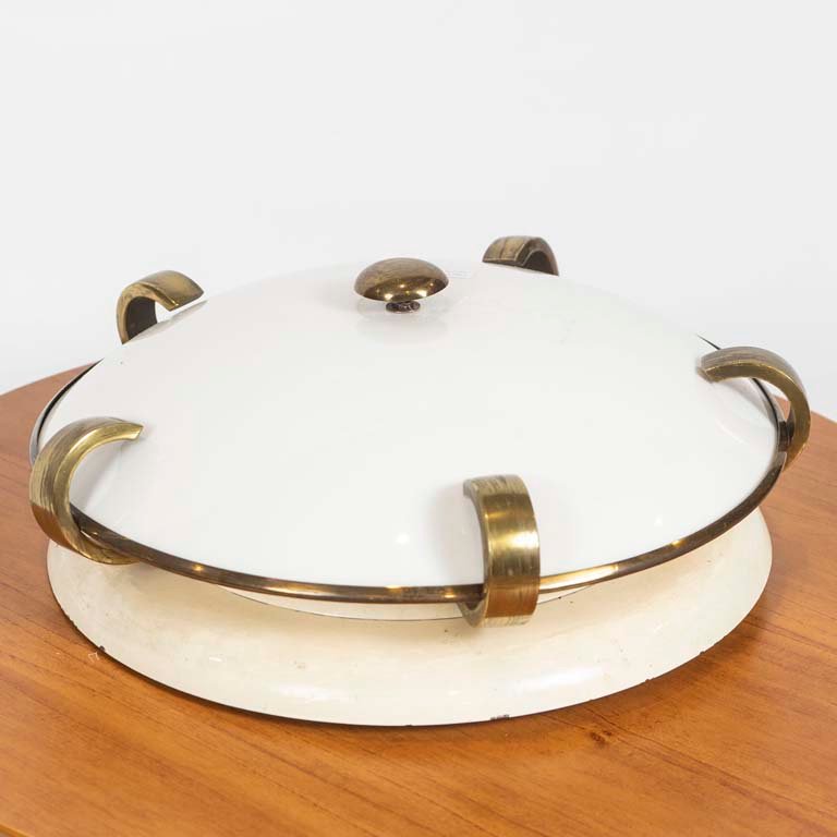 Plafón de Acrílico y Bronce con Detalle Metálico - Diámetro 42 cm