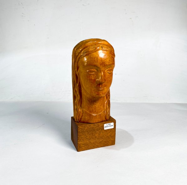Talla en Madera "Rostro de Dama" Firmada A. W. 1999 - imagen 1