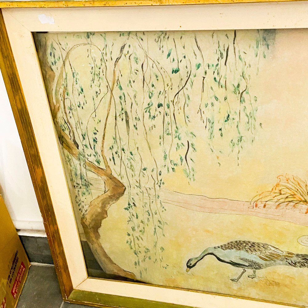 Pintura oriental de aves sobre papel - imagen 4