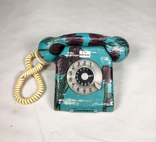 Teléfono Antiguo Esmaltado Floral Antel - imagen 1