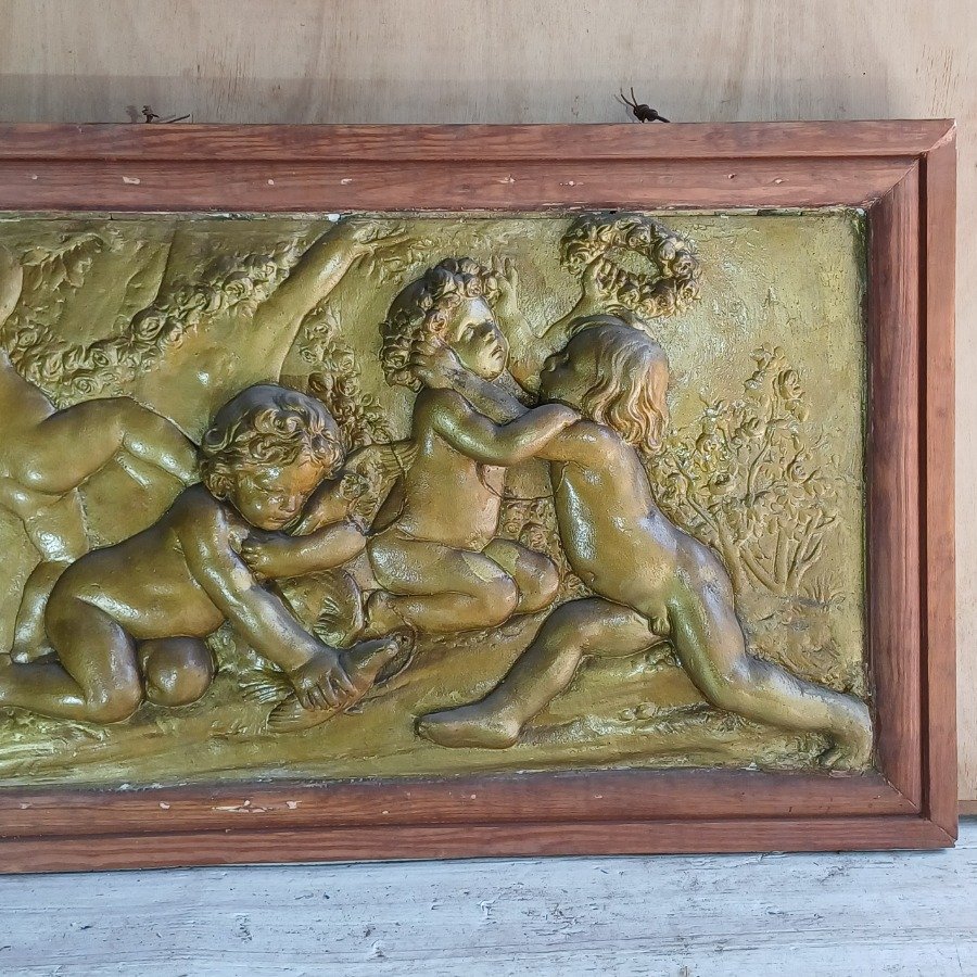 Panel de yeso en relieve patinado y enmarcado - imagen 4