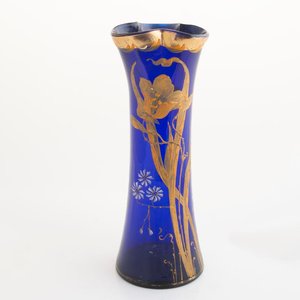 Florero de Cristal Veneciano Azul con Esmalte y Oro - 28cm - imagen 1