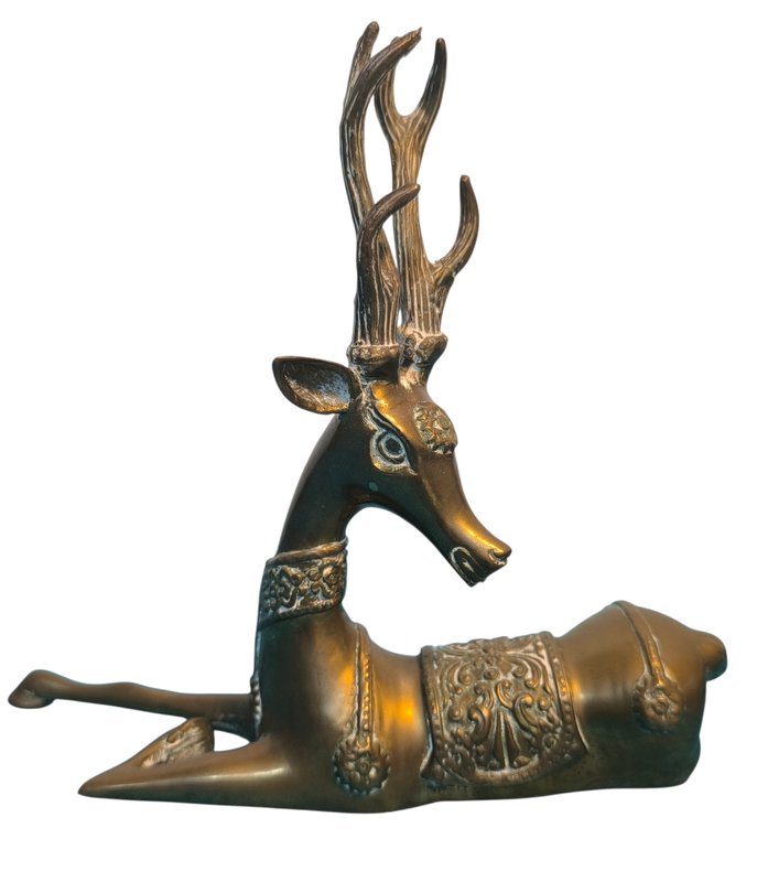 Pareja de Cervos Ornamentados en Bronce Estilo Indo Persa - imagen 2