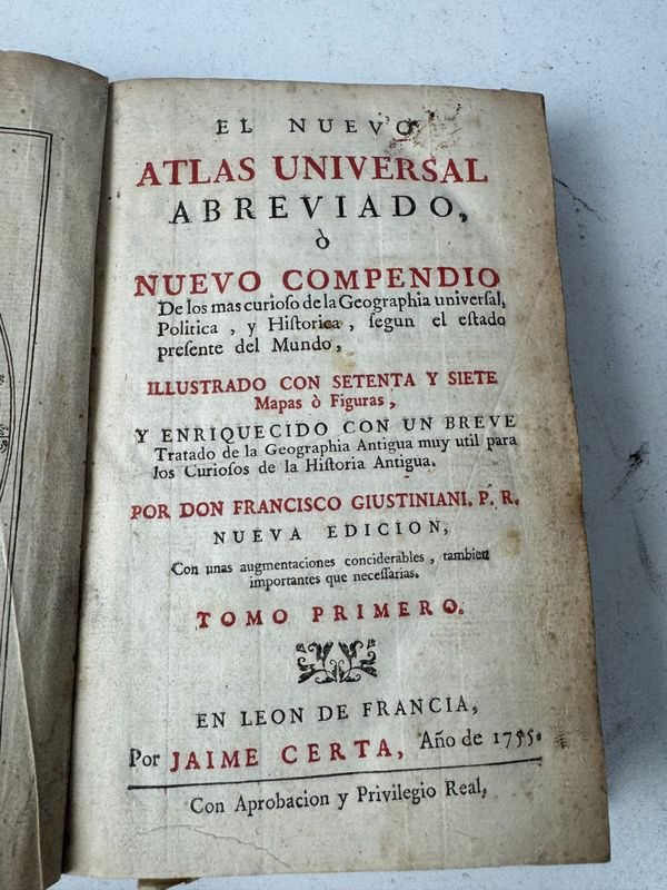 El Nuevo Atlas Universal por Don Francisco Giustiniani y Jaime Certa - Francia 1755 - imagen 3