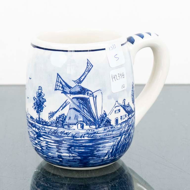 Jarra de loza holandesa Delft azul y blanca - imagen 1