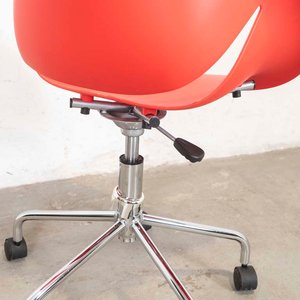 Sillón de Oficina Giratorio PVC Rojo con Patas Cromadas y Ruedas - imagen 3