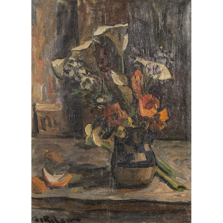 Lote siguiente: Pintura de Alceu Ribeiro: Florero - Óleo sobre tela, 60 x 43 cm