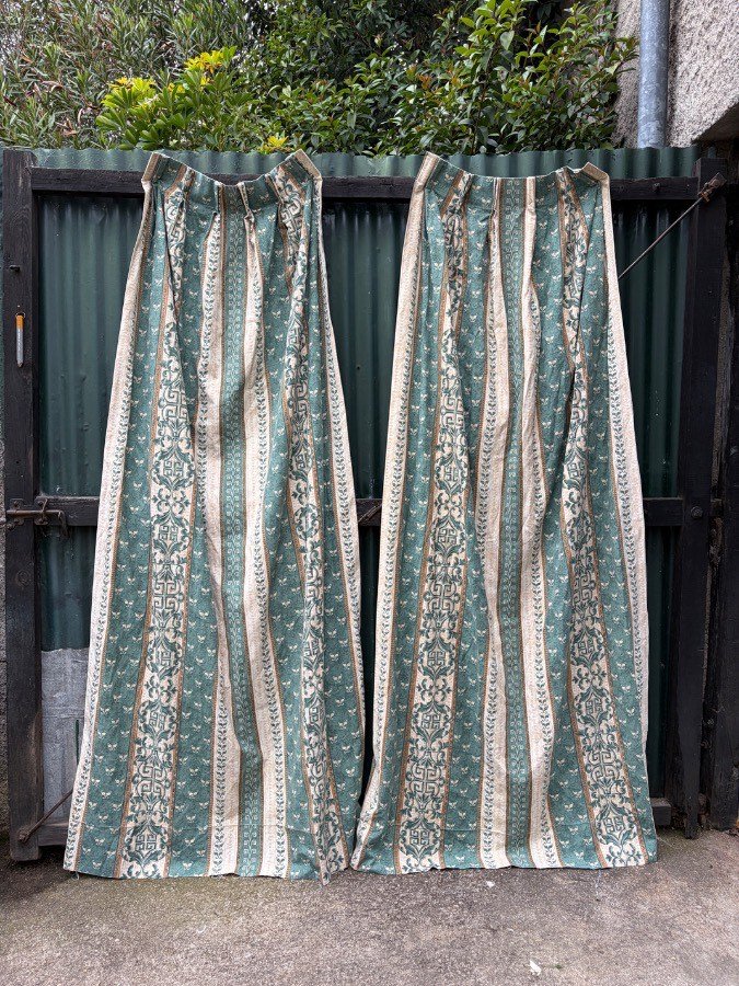 Juego de 2 Cortinas Vintage con Diseño Geométrico y Floral