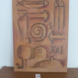 Lote siguiente: Óleo sobre cartón firmado "LPI 2000"