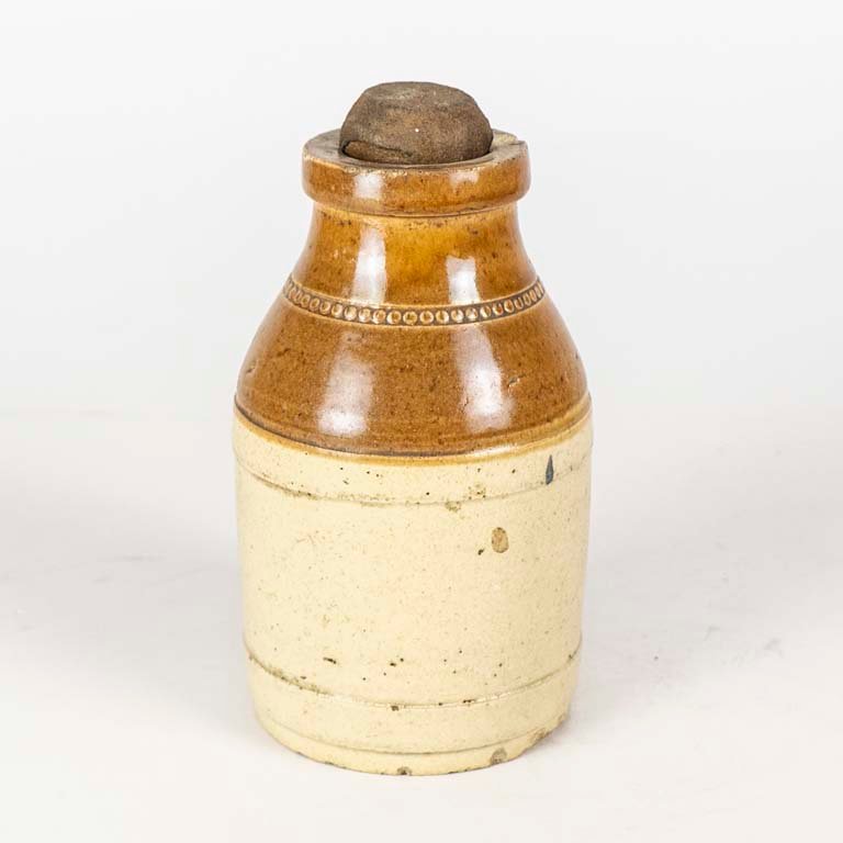 Tarro de cerámica beige con tapa marrón - imagen 2