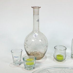 Juego de Cristalería y Decoración de Vidrio: Botellón, Decantador, Bandeja y Vasos - imagen 2