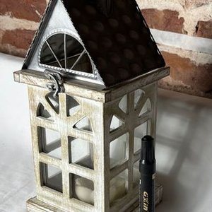 Velador Decorativo Estilo Casa Madera y Metal - imagen 3