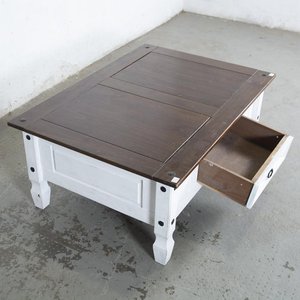 Mesa Ratona Blanca y Madera con Cajón - 110x77x45 cm - imagen 3