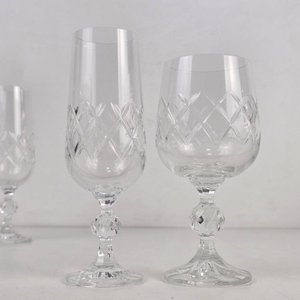 Juego de 10 Copas de Cristal Tallado Bohemia - imagen 2