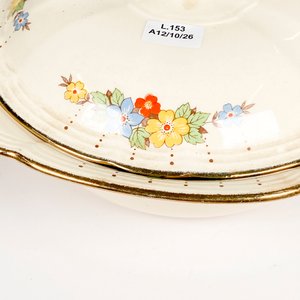 Sopera de Loza Inglesa Alfred Meakin con Tapa y Bordes Dorados - imagen 3