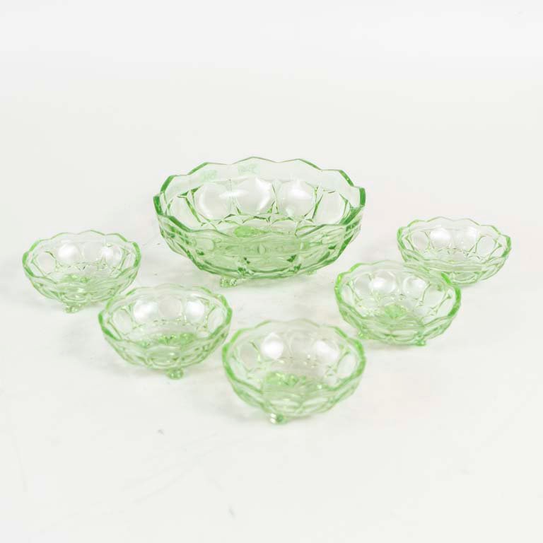 Set de 6 Cuencos para Fruta de Vidrio Verde