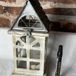 Velador Decorativo Estilo Casa Madera y Metal - imagen 4