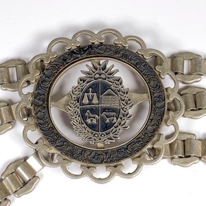Rastra de Metal con Escudo Oriental y Monedas - imagen 3