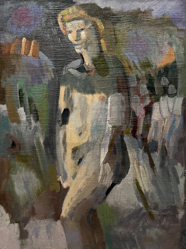 Clarel Neme "Personaje Posando" Óleo sobre Tela 80 x 60 cm - imagen 1