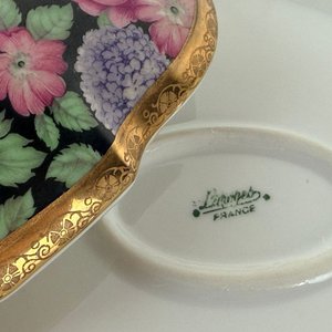 Cofre Corazón Limoges Francia Porcelana Floral Dorado - imagen 4