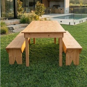 Juego de Mesa de Exterior con Dos Bancos de Madera para Jardín - imagen 2