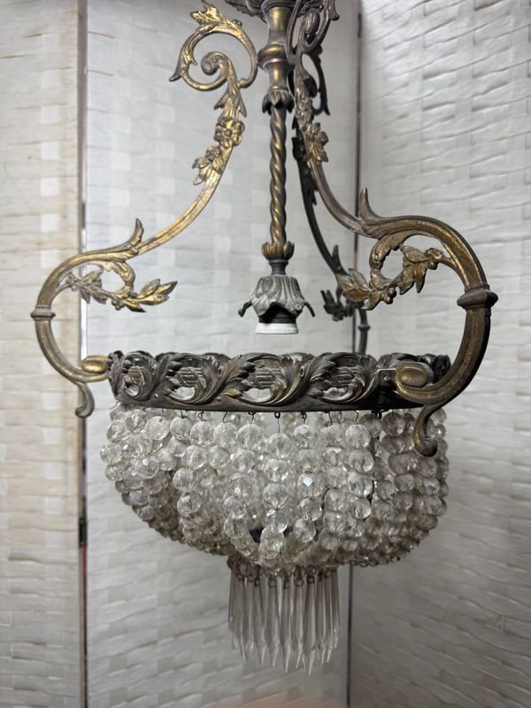 Importante araña en bronce y cristal para decoración - imagen 3
