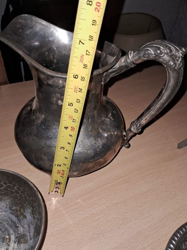 Lote de recipientes antiguos de peltre y plata - imagen 5