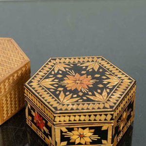 Par de Cajas Decorativas Hexagonales Estilo Oriental - imagen 2