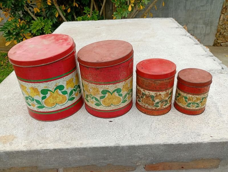 Juego de 4 Tarros de Cocina Vintage con Diseño de Frutas