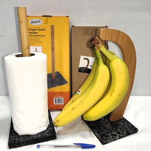 Set de Soporte para Rollo de Cocina y Colgador de Bananas con Base de Mármol - imagen 6