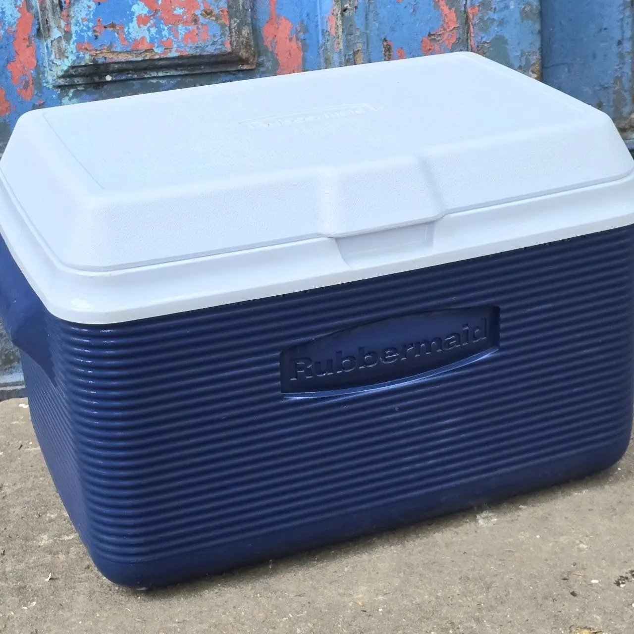 Conservadora Rubbermaid Azul y Blanca