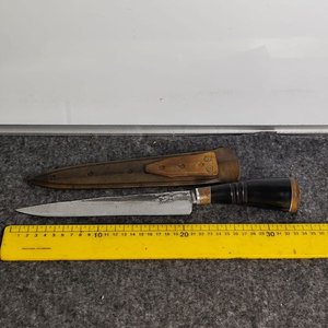 Cuchillo Artesanal Hoja de Disco de Arado con Vaina de Cuero - imagen 1